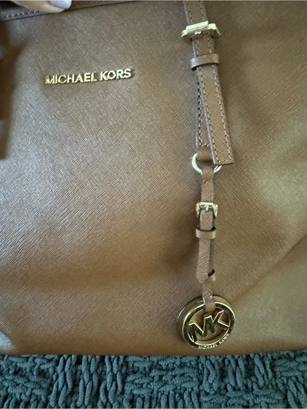 Michael Kors Cognac Saffiano Leather Tote with Gold Hardware